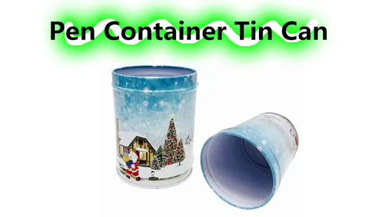 공장 사용자 정의 생철판 포장 문구 용품 뚜껑이없는 크리스마스 선물을위한 금속 용기 펜 연필 깡통
